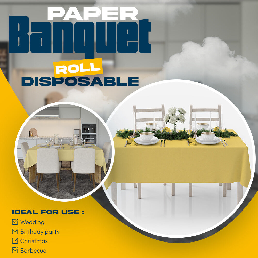Colored Paper Banquet Roll Disposable Table Cover Banqueting Roll - 7m x 1.14m