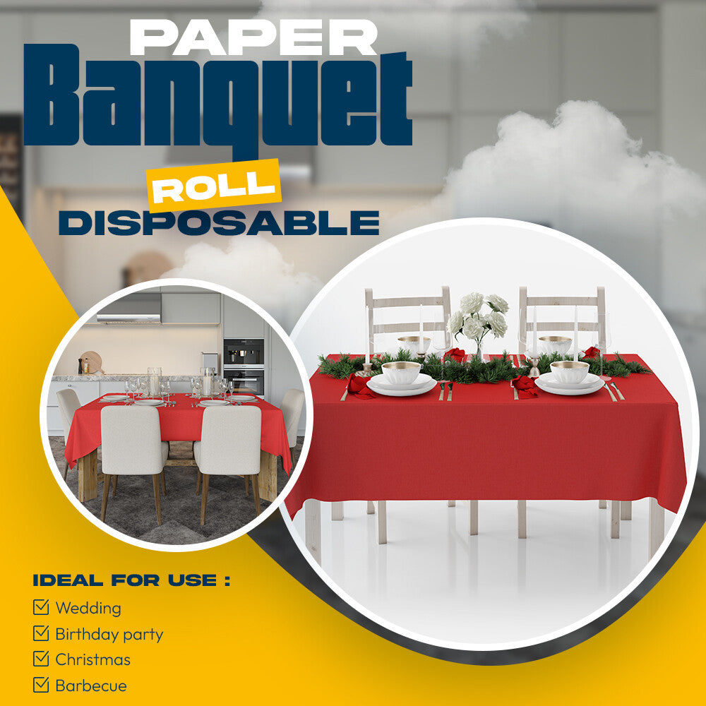 Colored Paper Banquet Roll Disposable Table Cover Banqueting Roll - 7m x 1.14m