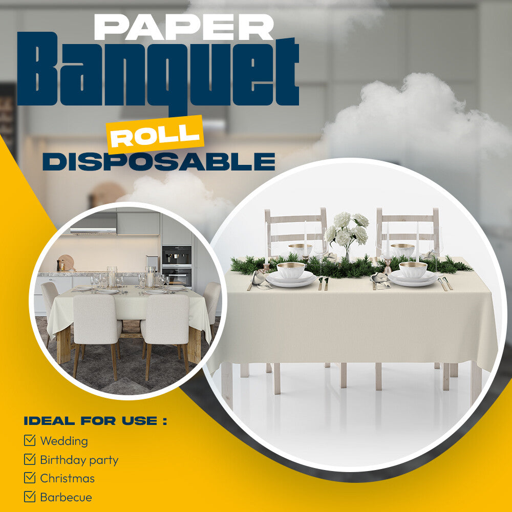 Colored Paper Banquet Roll Disposable Table Cover Banqueting Roll - 7m x 1.14m