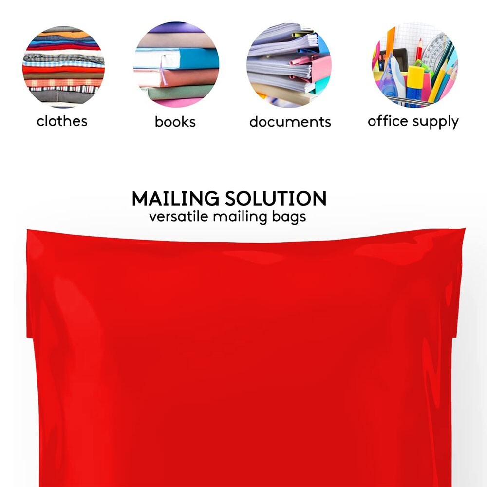 60 Red Mixed Size Mailing Bag 6 x 9, 9 x 12, 10 x 14, 12 x 16 (Each Size 15pcs)