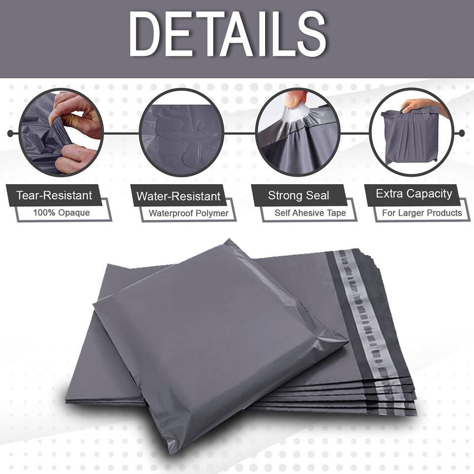 Strong Polythene Bags Grey Poly Postal Cloth Parcel Packaging Shipping Mailers
