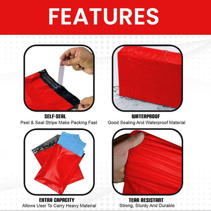 60 Red Mixed Size Mailing Bag 6 x 9, 9 x 12, 10 x 14, 12 x 16 (Each Size 15pcs)