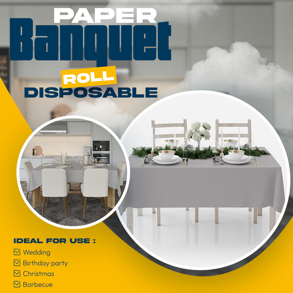 Colored Paper Banquet Roll Disposable Table Cover Banqueting Roll - 7m x 1.14m