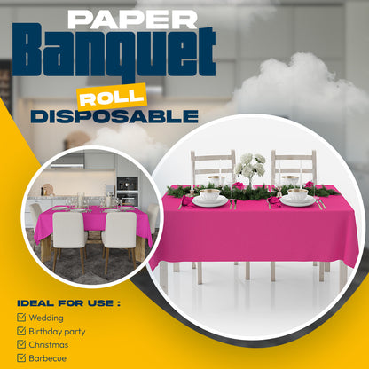 Colored Paper Banquet Roll Disposable Table Cover Banqueting Roll - 7m x 1.14m