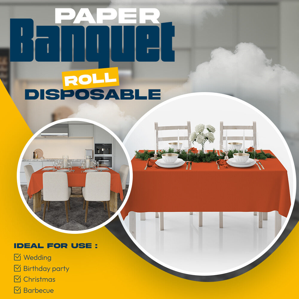 Colored Paper Banquet Roll Disposable Table Cover Banqueting Roll - 7m x 1.14m