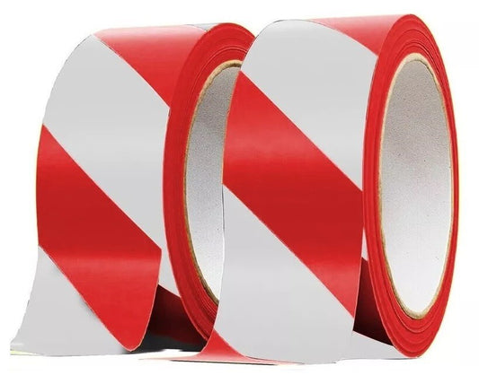 Hazard Warning Marking Tape 48mm x 33m Red & White Caution Barrier Tape