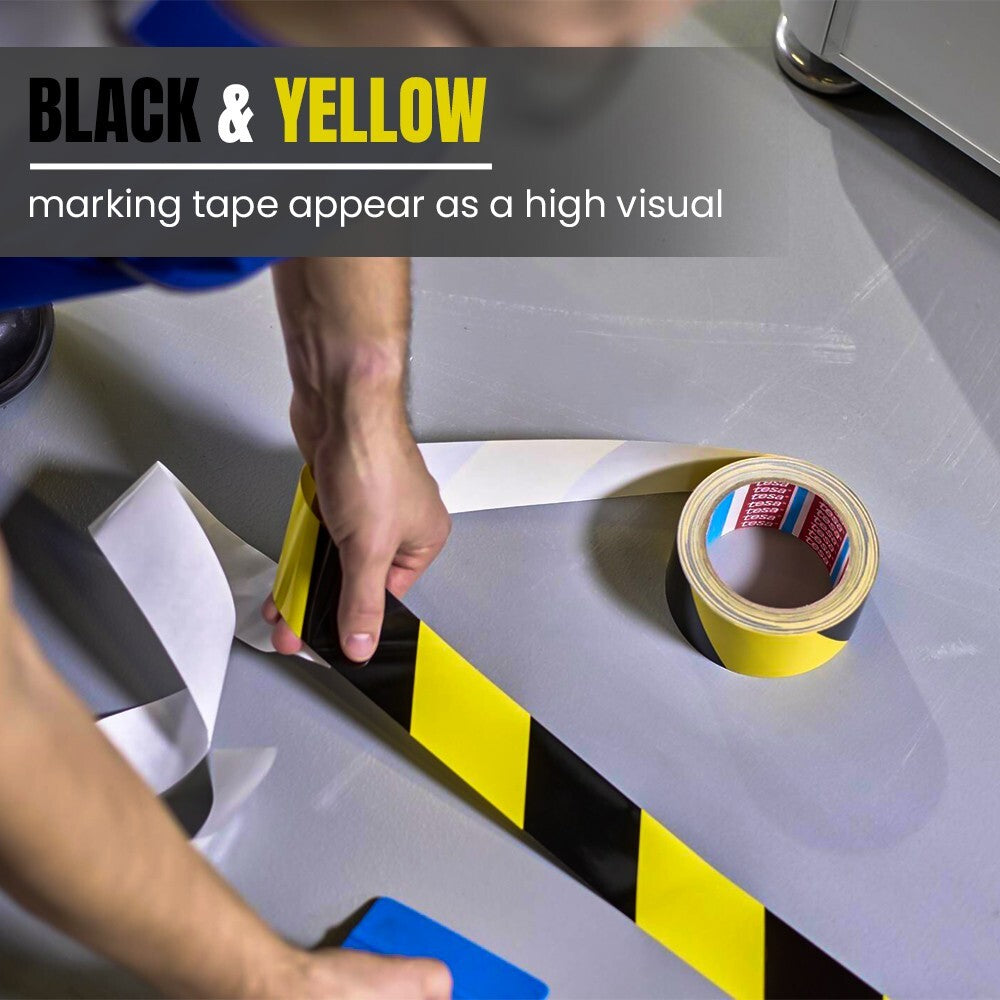 Reflective Hazard Tape 48mm x 33m Black & Yellow Adhesive Barrier Tape