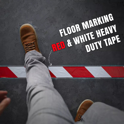 Floor Tape Hazard Warning Tape 48mm x 33m Red & White Caution Barrier Tape