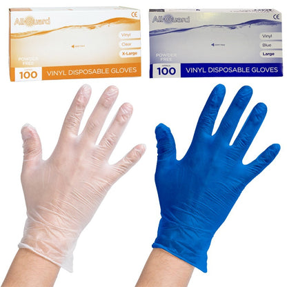 Blue Disposable Powder Free Vinyl Gloves for Painting First Aid S/ M / L / XL