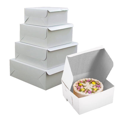 100 x White Fold Flat Cake Boxes S-M-L-XL for Christmas Birthday Cake