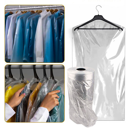 10 x Garment Covers Roll Polythene Dry Cleaner Bags on Roll for Long Dress