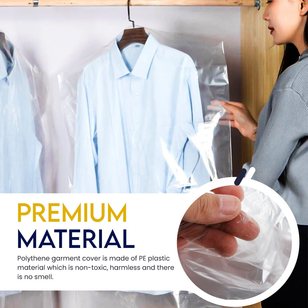 10 x Garment Covers Roll Polythene Dry Cleaner Bags on Roll for Long Dress