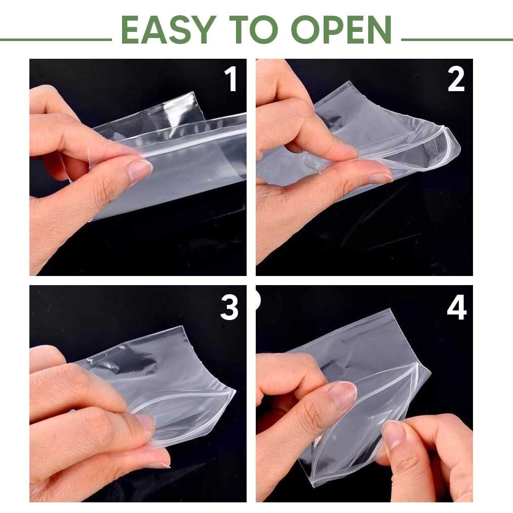 1000 x Grip Seal Bags Clear Poly Plastic Resealable Press Seal Zip Baggies