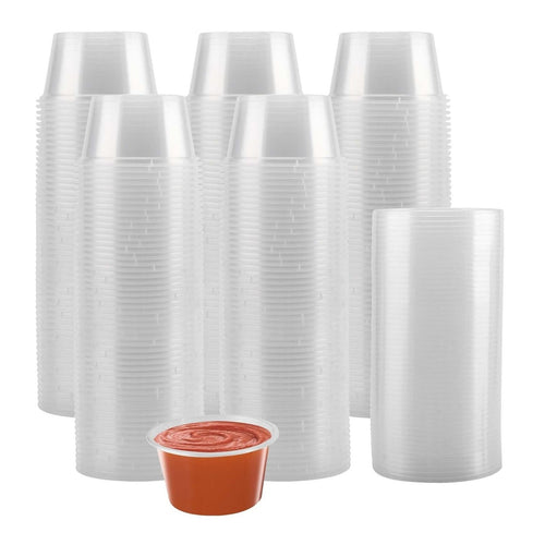 Reusable Clear Plastic Round Food Container with Lid for Sauce Deep - All Size