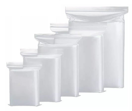 100 x Grip Seal Bags Clear Poly Plastic Resealable Press Seal Zip Baggies