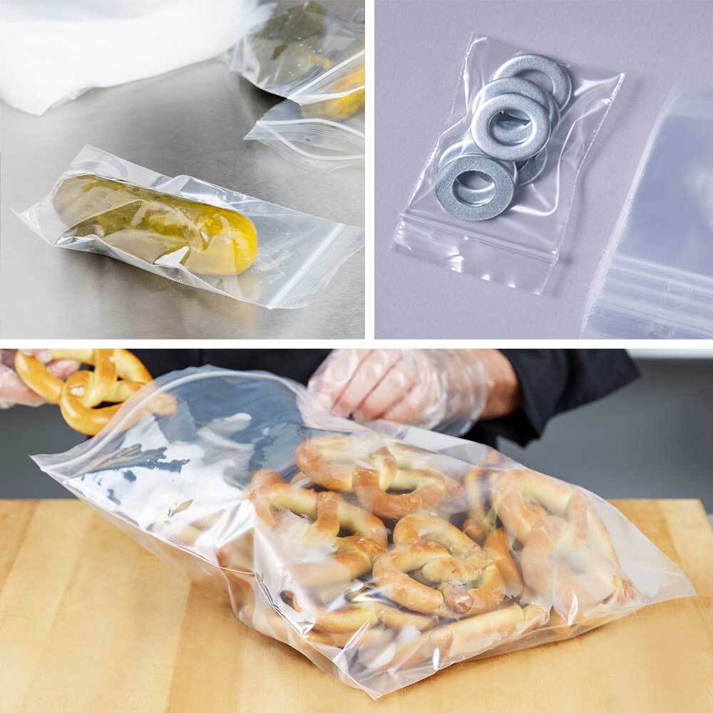 100 x Grip Seal Bags Clear Poly Plastic Resealable Press Seal Zip Baggies