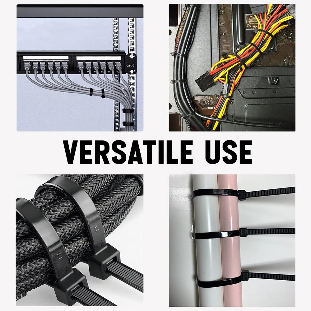 200 x Black Cable Tie Adjustable Heavy Duty Zip Ties 250 x 4.6mm for Commercial