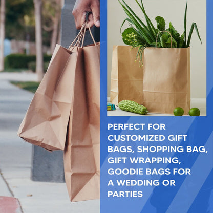 100 x Paper Bags with Twisted Handle 7.6" x 8.6" x 3.2" Brown Kraft Carrier Bags