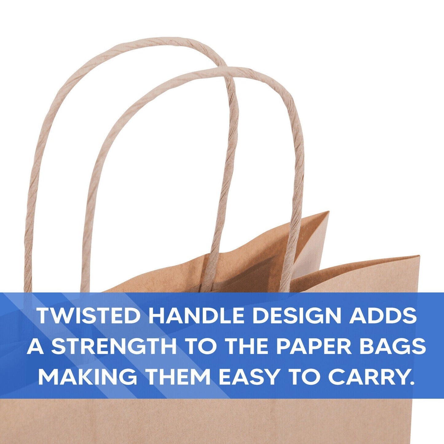 1000 x Paper Bags with Twisted Handle 7.6"x8.6"x3.2" Brown Kraft Carrier Bags