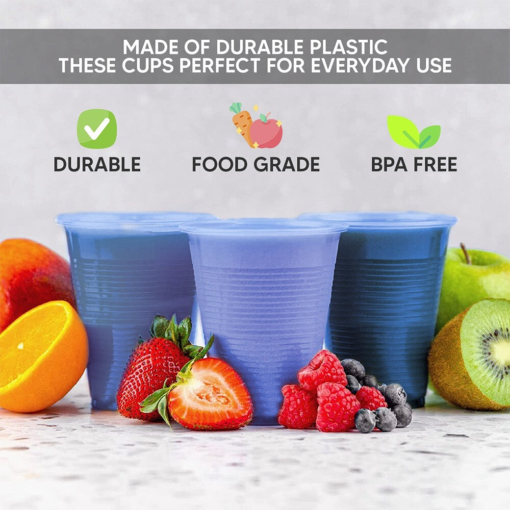 Plastic Drinking Cups Blue Reusable Vending Water Drinking Cups  7oz (220ml)