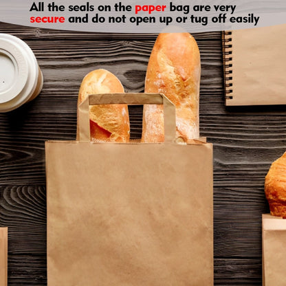 1000 x Paper Carrier Bags with Flat Handle 10"x12"x5.3" Brown Kraft Shopping Bag