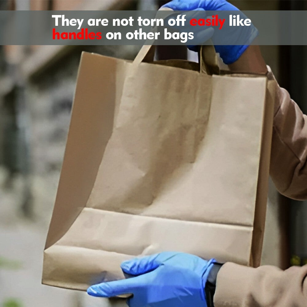 1000 x Paper Carrier Bags with Flat Handle 10"x12"x5.3" Brown Kraft Shopping Bag