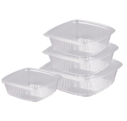 100 x Hinged lid Salad Container 250cc Clear Plastic Food Takeaway Storage