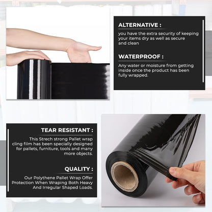 Pallet Wrap Stretch Shrink Black Non Extended Cling Wrapping Film - All Sizes