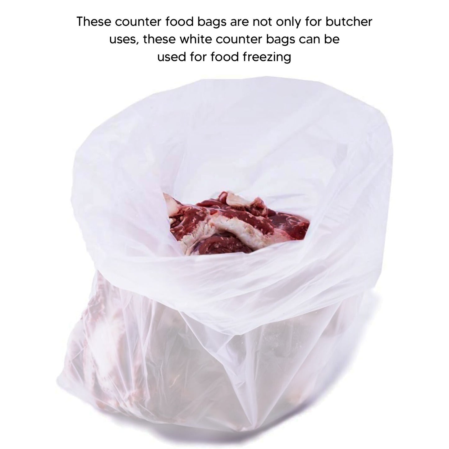 5000 x White HDPE Counter Bags for Meat Storage Freezing - All Sizes