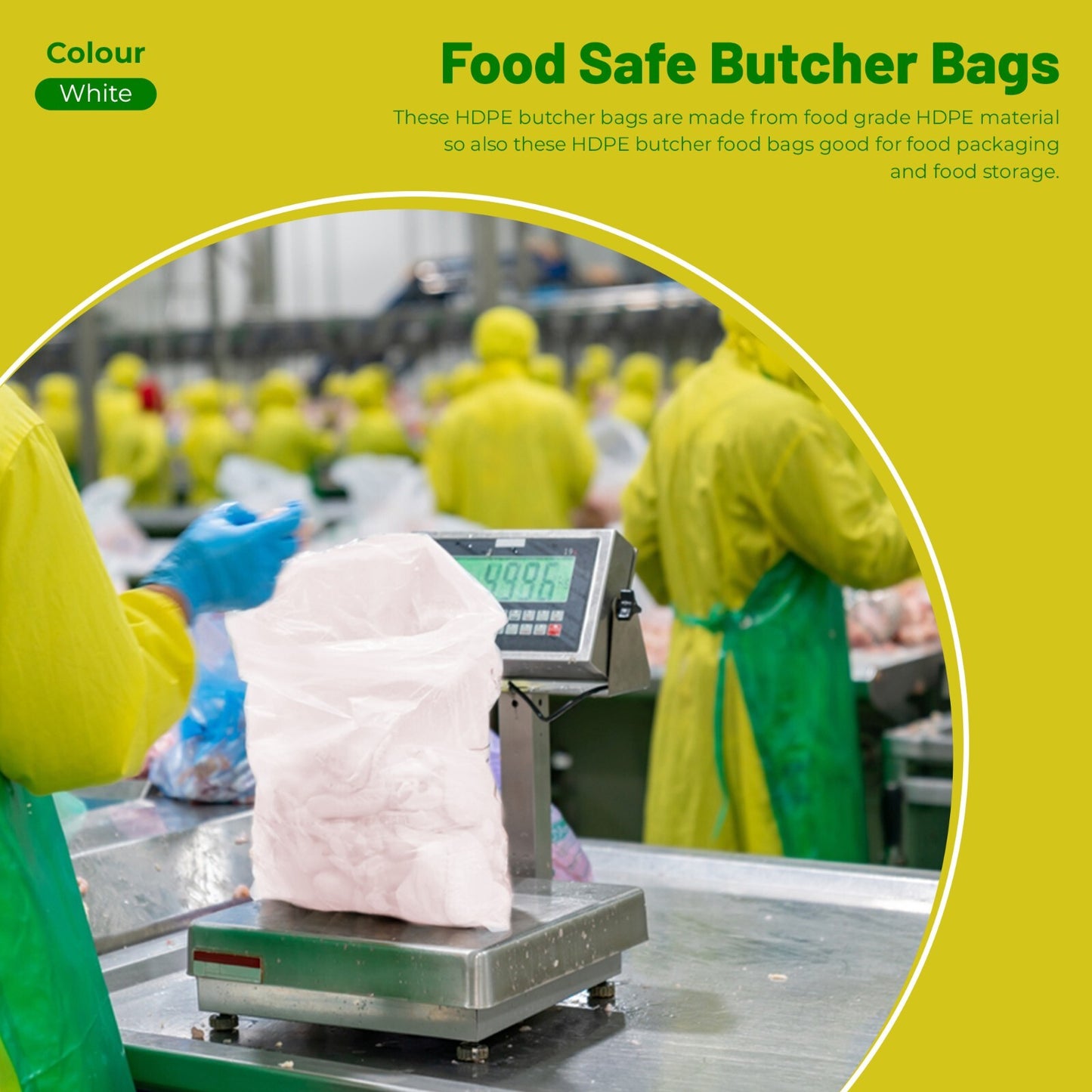 2000 x White HDPE Counter Bags for Meat Storage Freezing - All Sizes