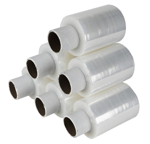 6 x Clear Handy Pallet Wrap Mini Stretch Shrink Cling Film 100mm x 150m 17mu
