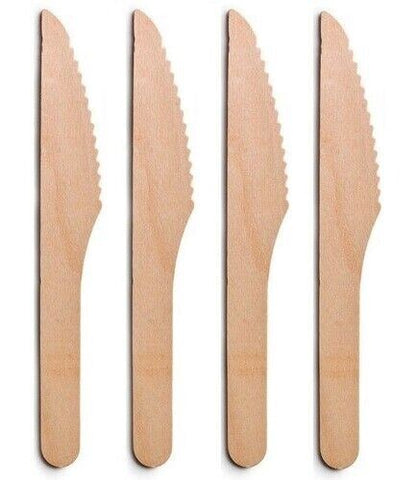 100 x Disposable Knives Wooden Cutlery for Catering Weddings Birthday Parties
