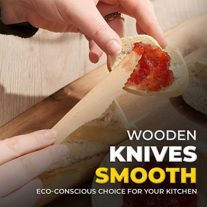 100 x Disposable Knives Wooden Cutlery for Catering Weddings Birthday Parties