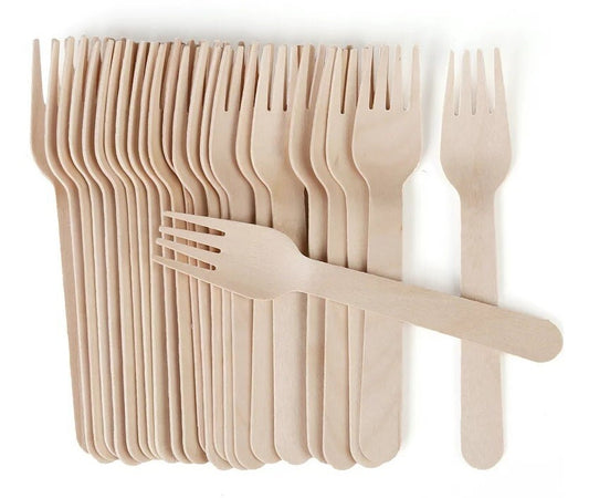 500 x Disposable Wooden Forks Birchwood Cutlery Set for Parties Catering Wedding