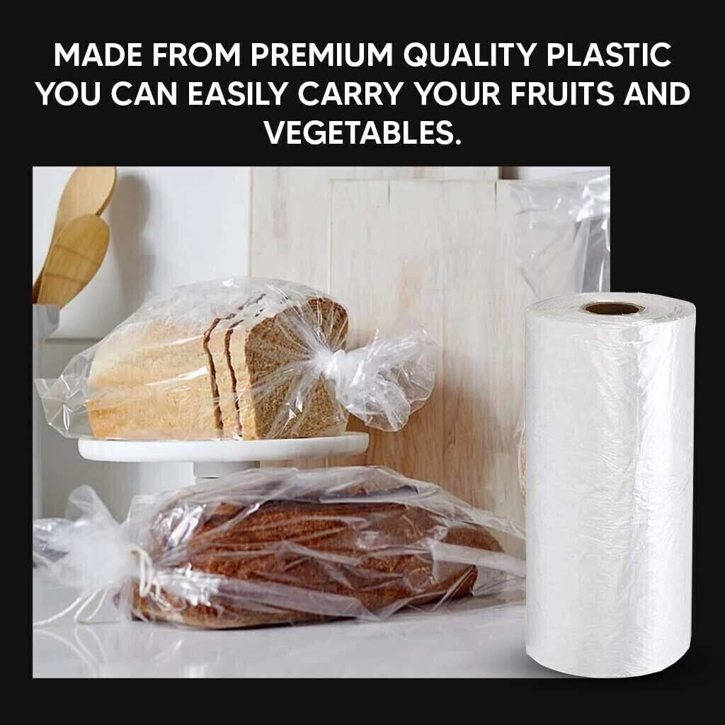 4 Rolls Plastic Food Bags on a Roll 9" x 14" Clear Storage Bag 250 Bags per Roll