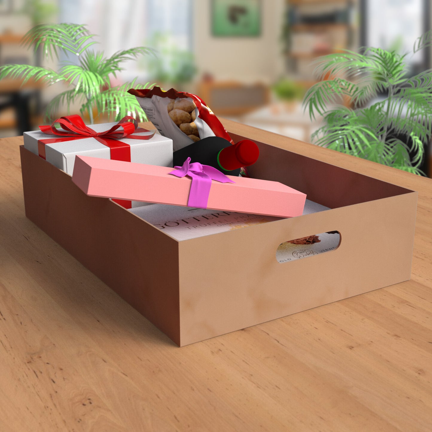 Cardboard Gift Hamper Tray 16" x 10.5" x 4" Empty Die Cut Disposable Tray