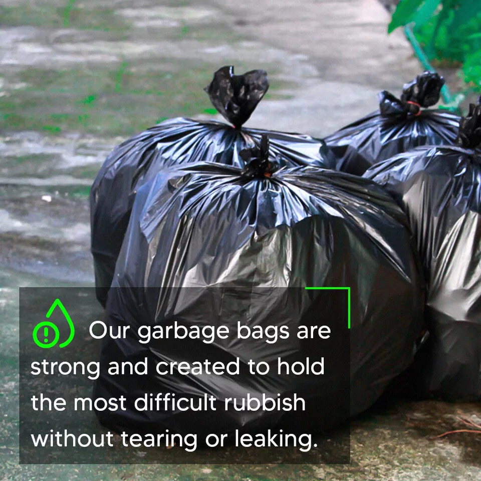 Heavy Duty Refuse Sacks 29" x 34" 50ltr Black Bin Liner Bags for Wastage