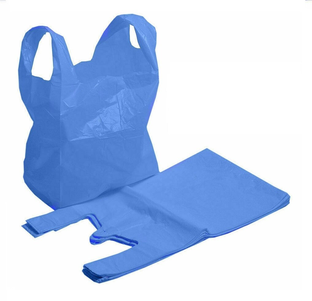 Colored Vest Carrier Bags 11" x 17" x 21" 18mu Reusable Plastic Carry Bags