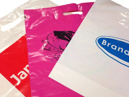 Plastic Patch Handle Bags 15 x 18 x 3 Reusable Shopping Bag 10kg for Supermarket
