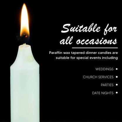 100 x Tapered Candles 190mm Paraffin Wax Dinner Unscented Long Burning Candles
