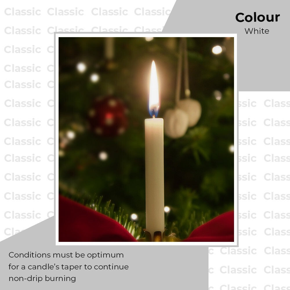 100 x Tapered Candles 190mm Paraffin Wax Dinner Unscented Long Burning Candles