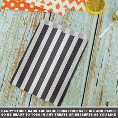 200 x Candy Paper Bags Striped Sweets Treats Parties Birthday Gifts Weddings