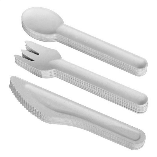 Bagasse Cutlery Set Mix Biodegradable 48pcs Spoons 48pcs Knives 48pcs Forks
