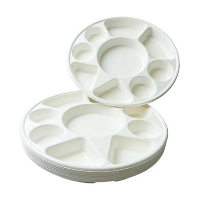 20 x Bagasse Compartment Plate 12" (30cm) Sugarcane White 9 Section Dishes