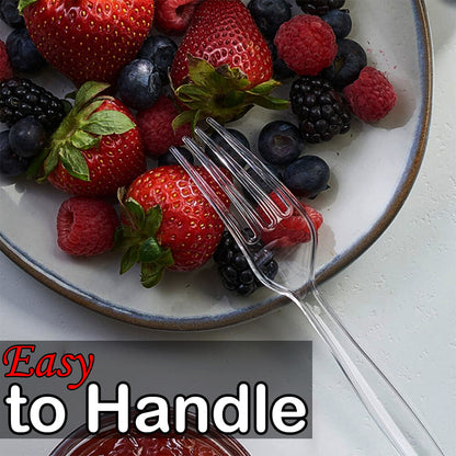 Tithe Heavy Duty Plastic Spoons Knives Forks Clear Reusable Mix Cutlery Set