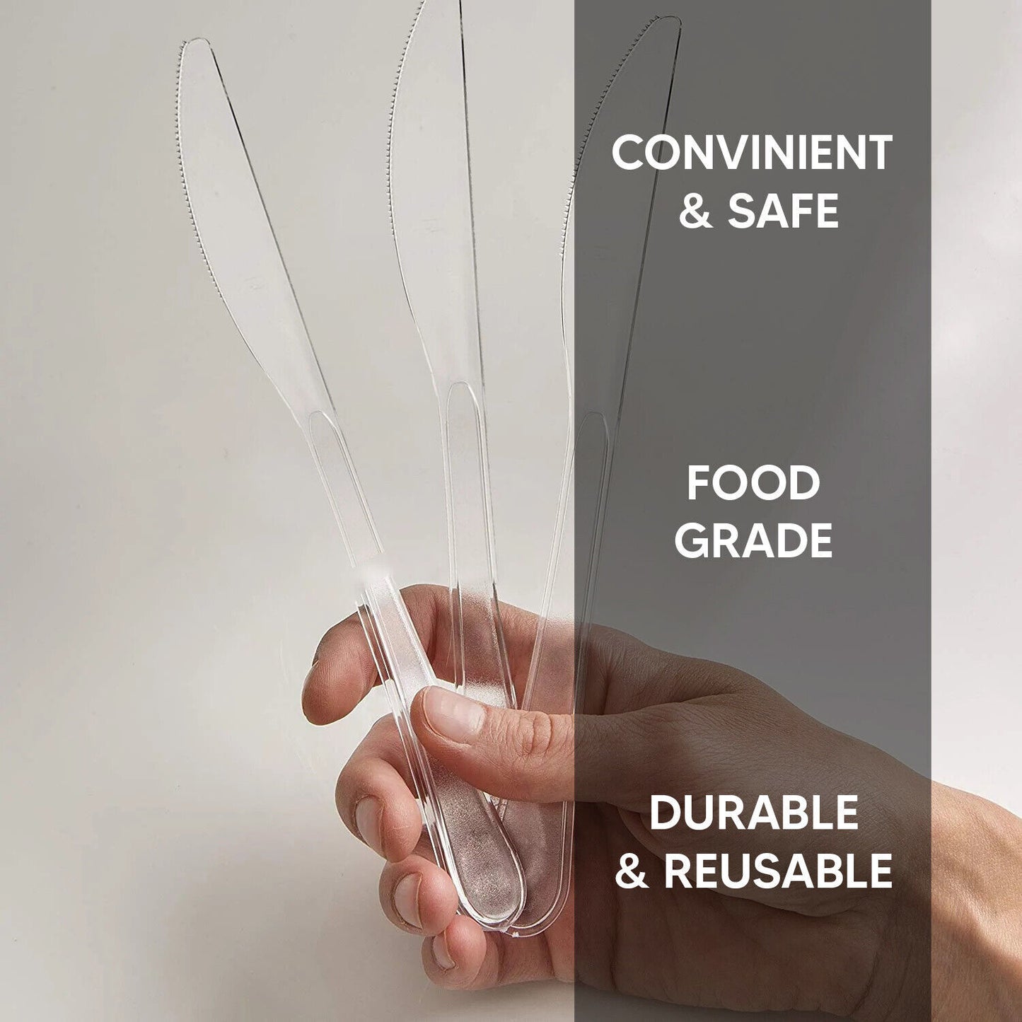 Tithe Heavy Duty Plastic Spoons Knives Forks Clear Reusable Mix Cutlery Set