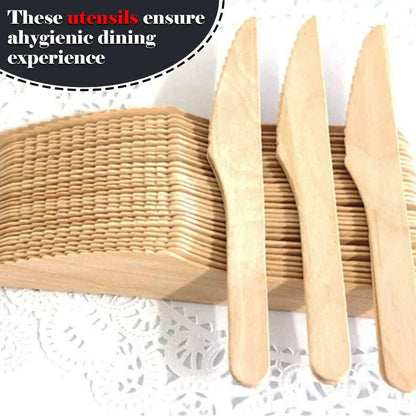 Tithe Wooden Cutlery Set of 5 1 Knife 1 Fork 1 White Napkin 1 Salt 1 Pepper Pack