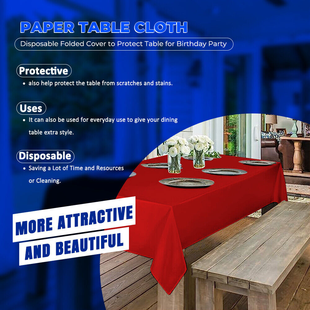Paper Table Cloths 90cm x 90cm Square Foldable Table Covers for All Occasion