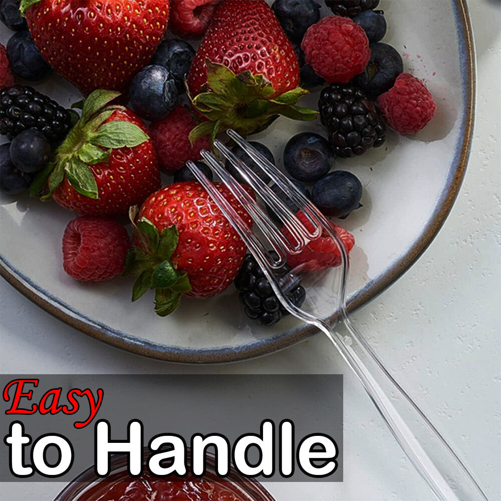 Heavy Duty Plastic Spoons Knives Forks Clear Reusable Mix Cutlery Set