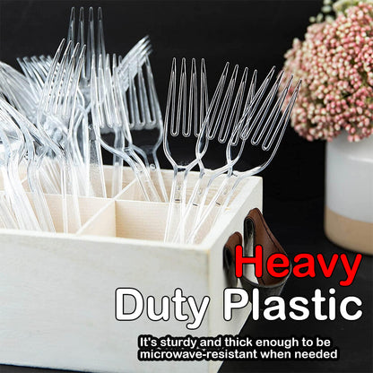 Heavy Duty Plastic Spoons Knives Forks Clear Reusable Mix Cutlery Set